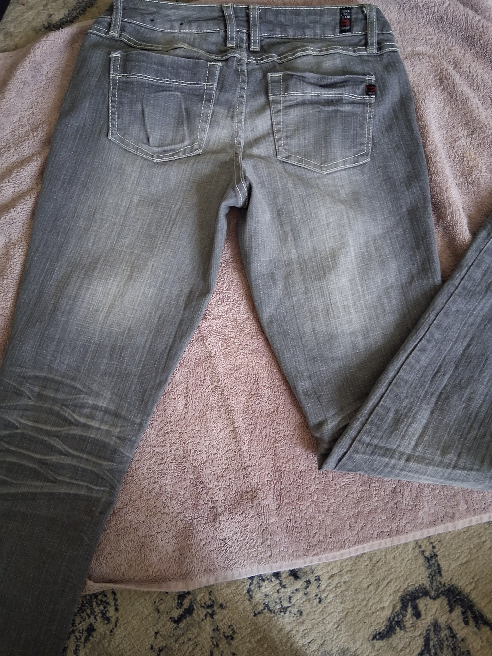 Vintage Y2K Zana Di Low Rise Gray Skinny Jeans Contrast Stitch